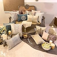 Vista 77 de The HomeCentric Funda de almohada, fundas marrones, fundas de almohada geométricas japonesas ópticas, fundas de almohada de 24 x 24 pulgadas, fundas