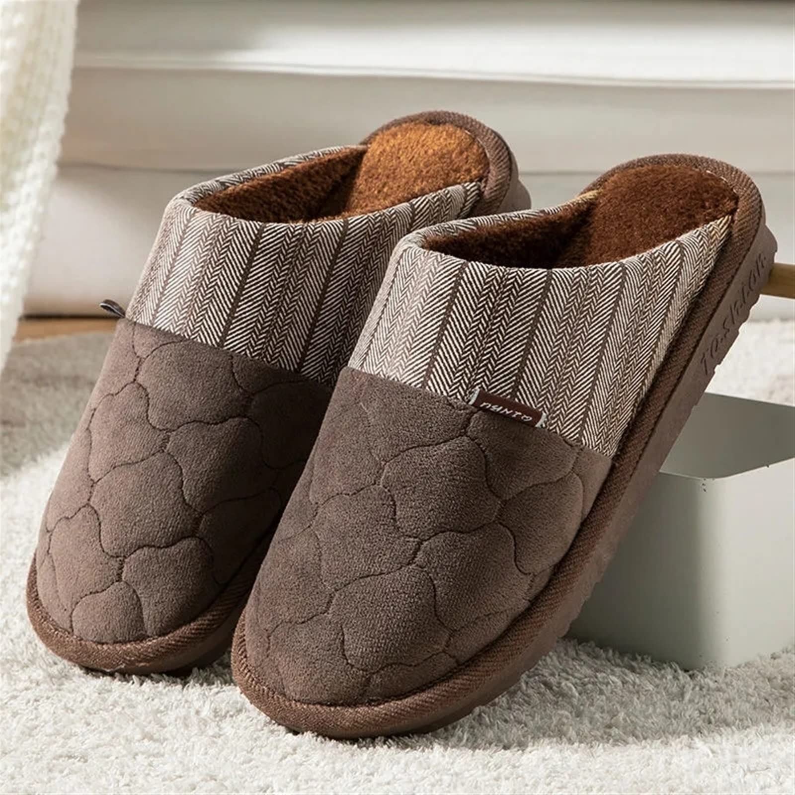Pantuflas de espuma viscoelástica para hombre y mujer, zapatos de casa de espuma viscoelástica, acogedoras, antideslizantes, para dormitorio, pantuflas de algodón
