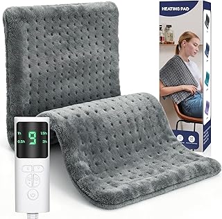 Heizkissen Größe XL, Elektrisches Wärmekissen für Rücken Nacken Schulter Bauch, 9 Heizstufen und 4 automatische Abschaltzeiten, Weicher Flanell, Maschinenwaschbar,2M-Kabel (Dunkelgrau, 43X 84 cm)