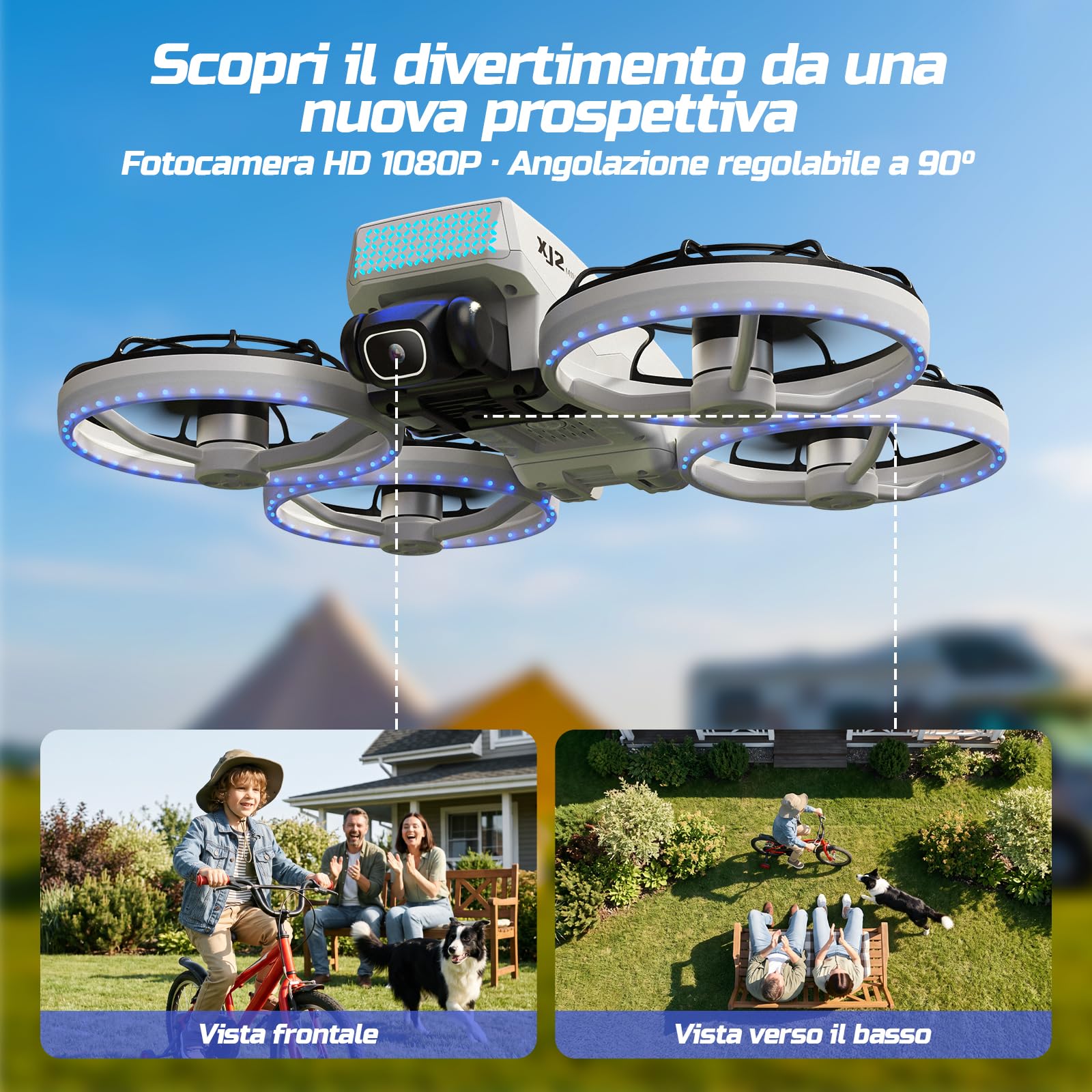 Drone con Radiocomando con Schermo da 4,3″ e Fotocamera 1080P Regolabile
