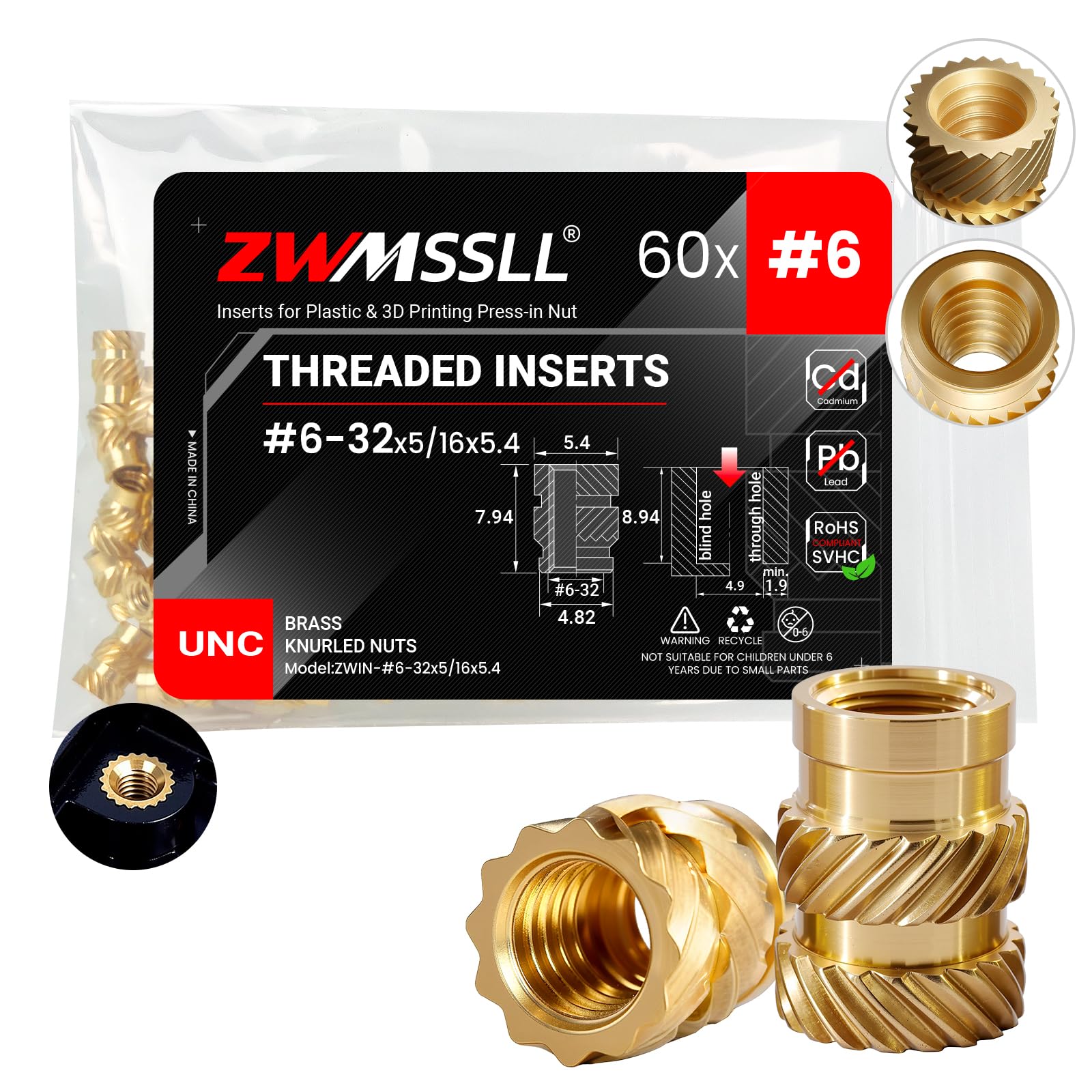 Brass Threaded Inserts for 3D Printing -20 Brass Threaded Inserts for 3D Printing -20
