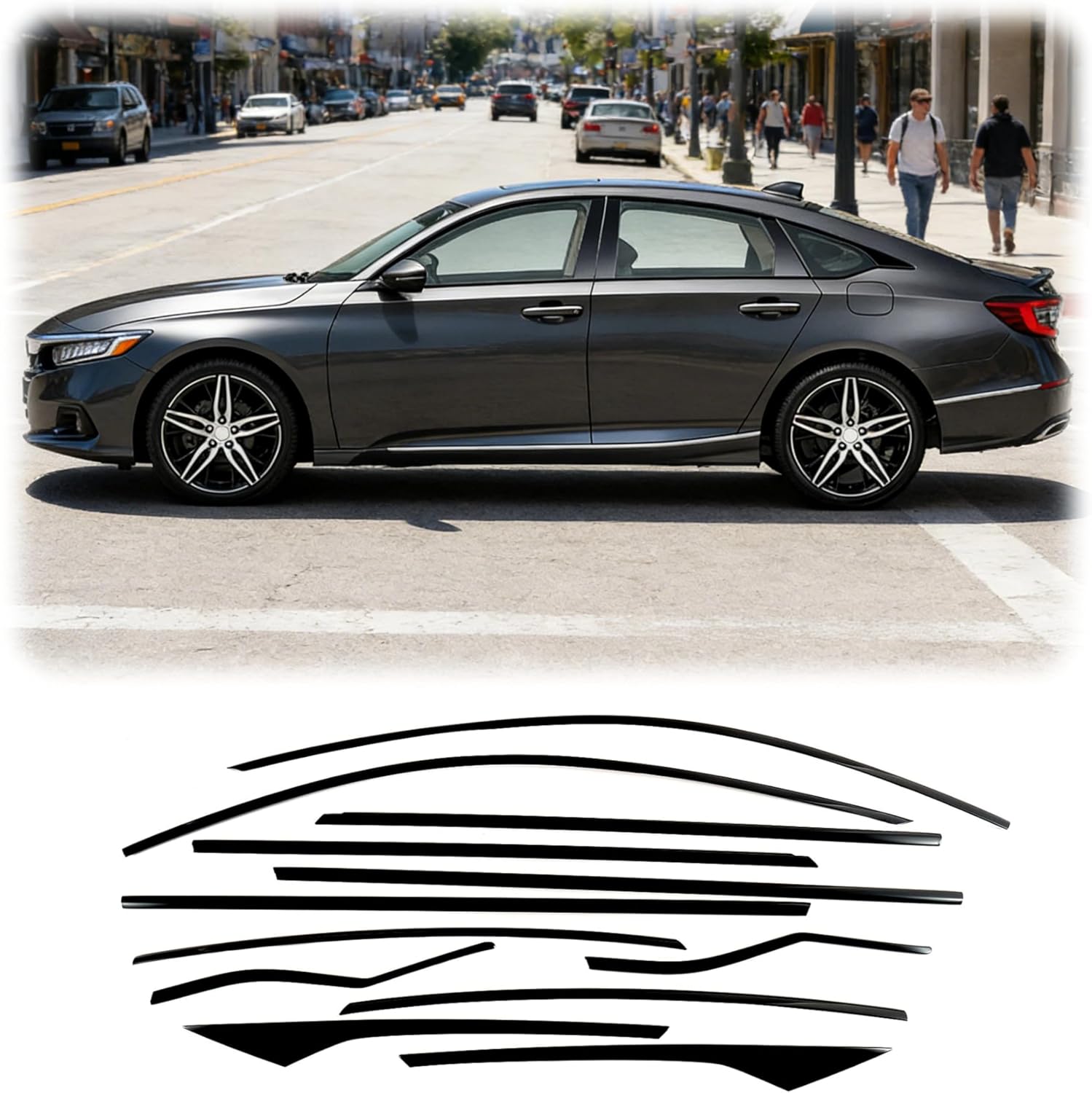 Stainless Steel Window Trim Chrome Delete for Honda Accord 2018 2019 2020 2021 2022 Gloss Black Window Trim Blackout Kit Accord Exterior Accessories