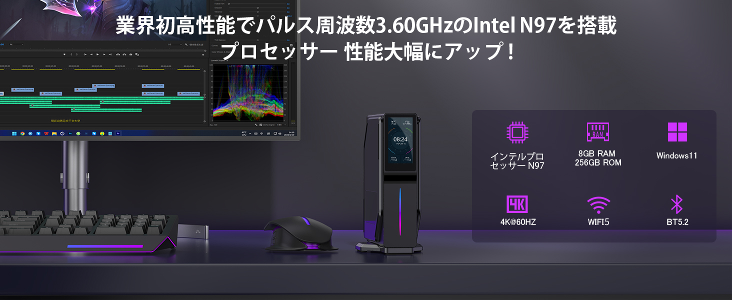 Amazon.co.jp: ミニpc 第12世代 n97【N150より速い】mini pc 4コア/4
