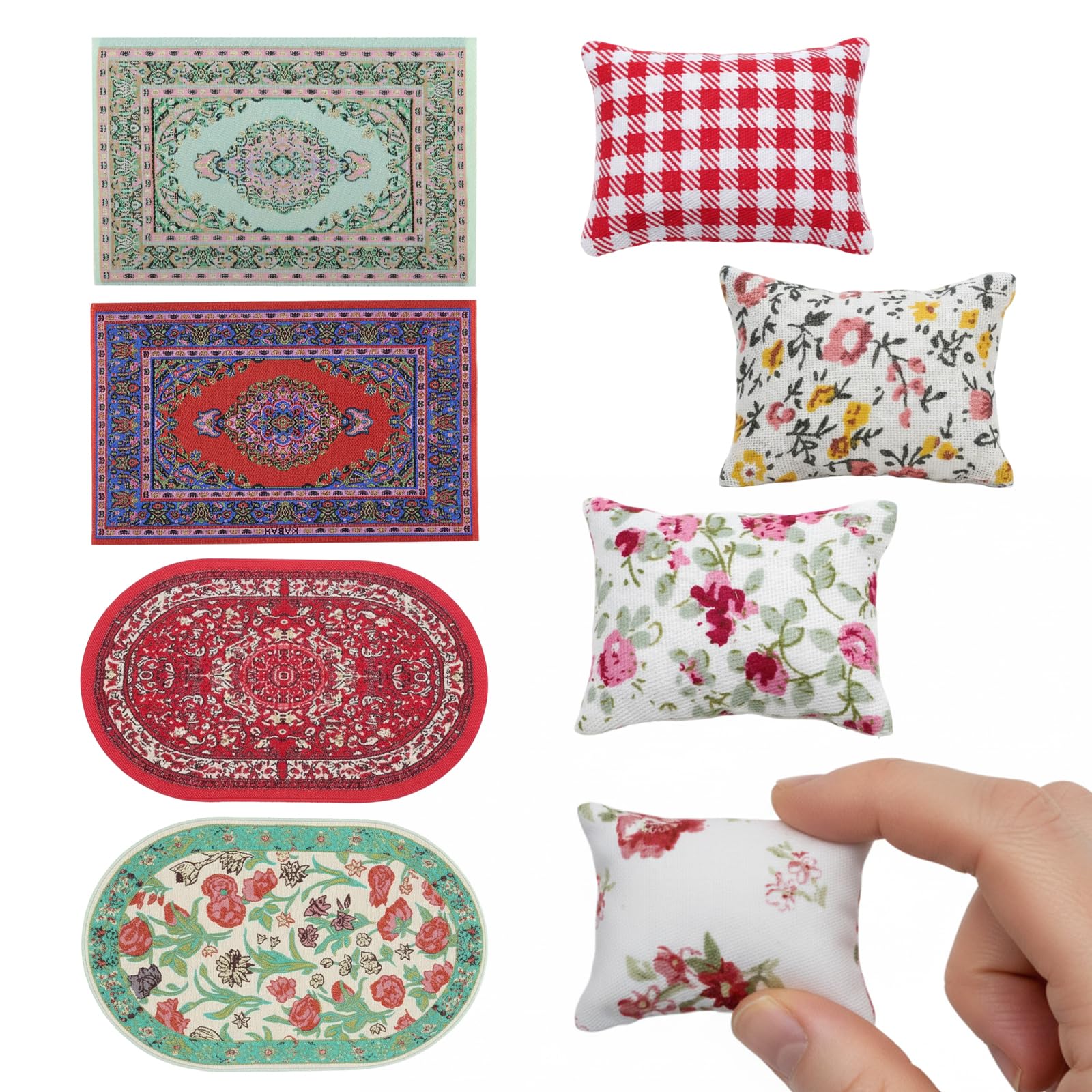 8 Pcs Dolls House Accessories, Dolls House Carpet, Miniature Dollhouse Accessories