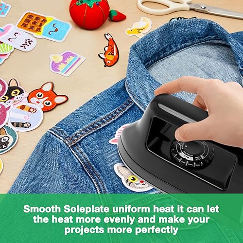 Miniatura 4 de Mini plancha para manualidades y acolchados, máquina eléctrica de prensa de calor para viajes y hogar para suministros de costura (negro)