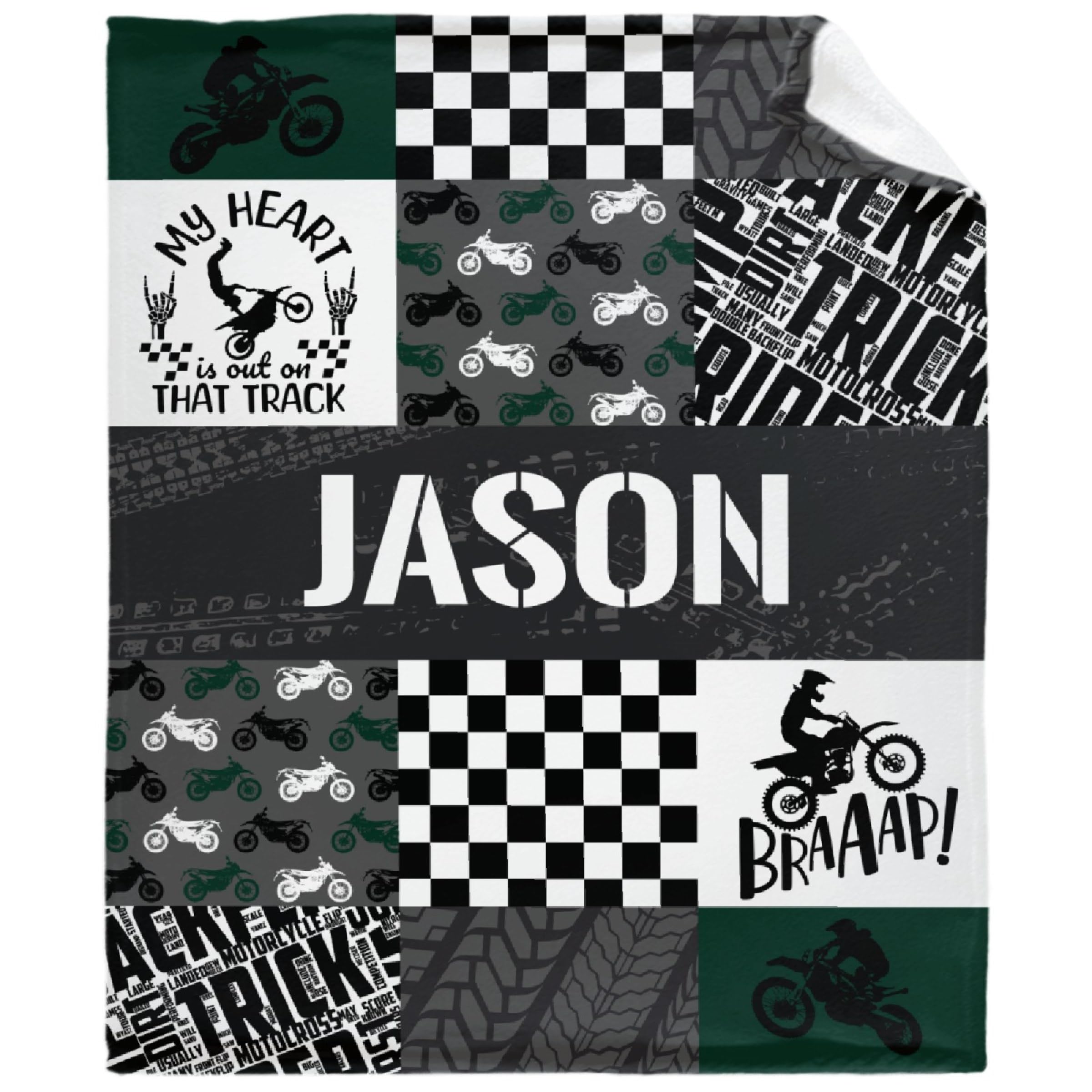 Personalized Motorcycle Dirt Bike Blanket Custom Motorcycle Blanket