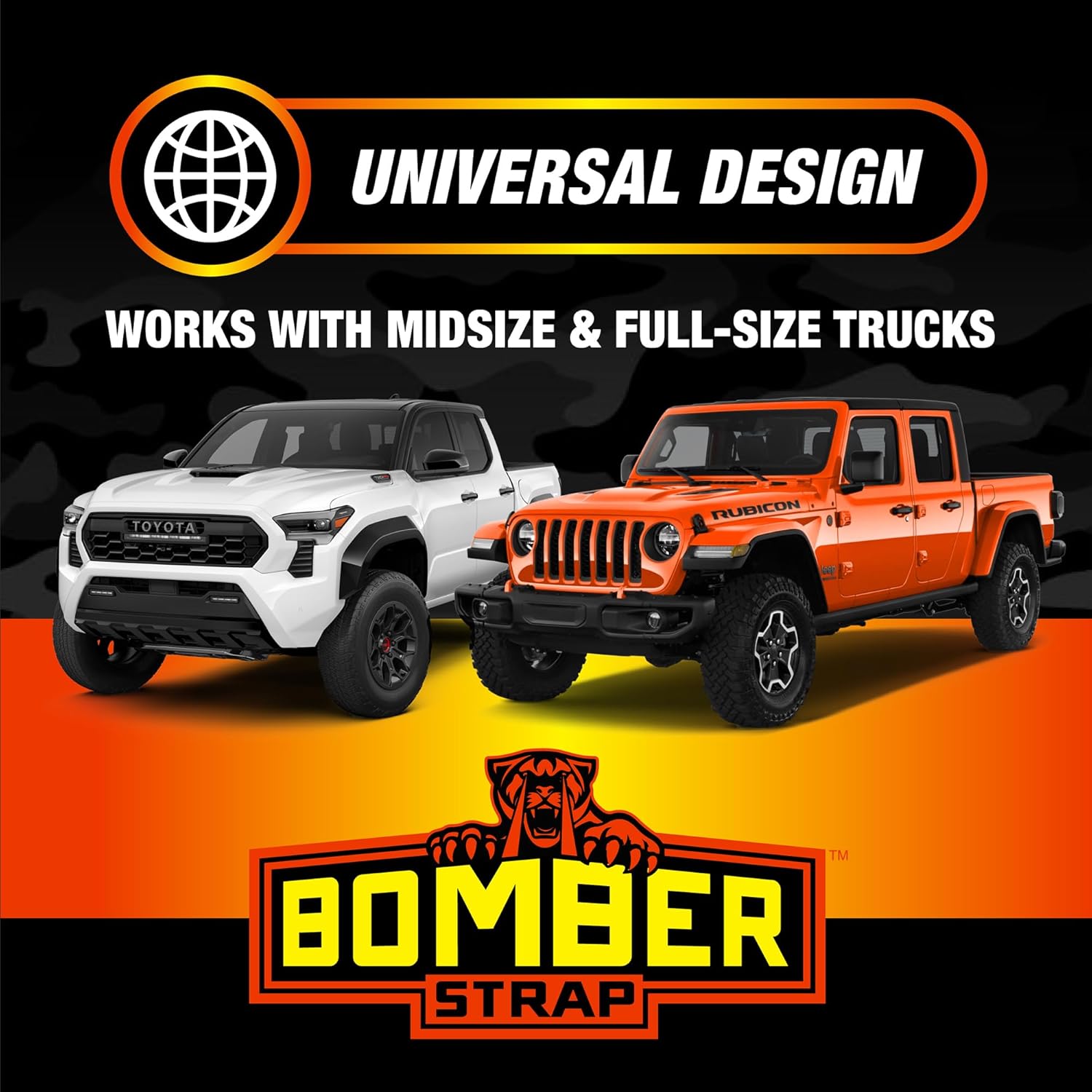 Bomber Strap — Patented Single-Bike Tailgate Pad (Black) | Magnetic Buckles, Unobstructed Backup Camera, Universal Fit for All Trucks, Full Hitch & Tailgate Access, Quick Install