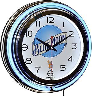 Blue Moon Beer Blue Double Neon Advertising Clock Man Cave Decor