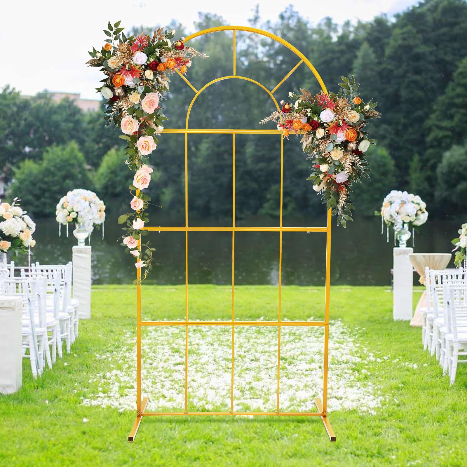 Hochzeit Bogen, Goldener Hochzeitsbogen für Zeremonie, Tür Metall Rahmen, Hintergrund für Hochzeitszeremonie, für Jahrestag, Geburtstag, Party, Brautparty, Dekoration