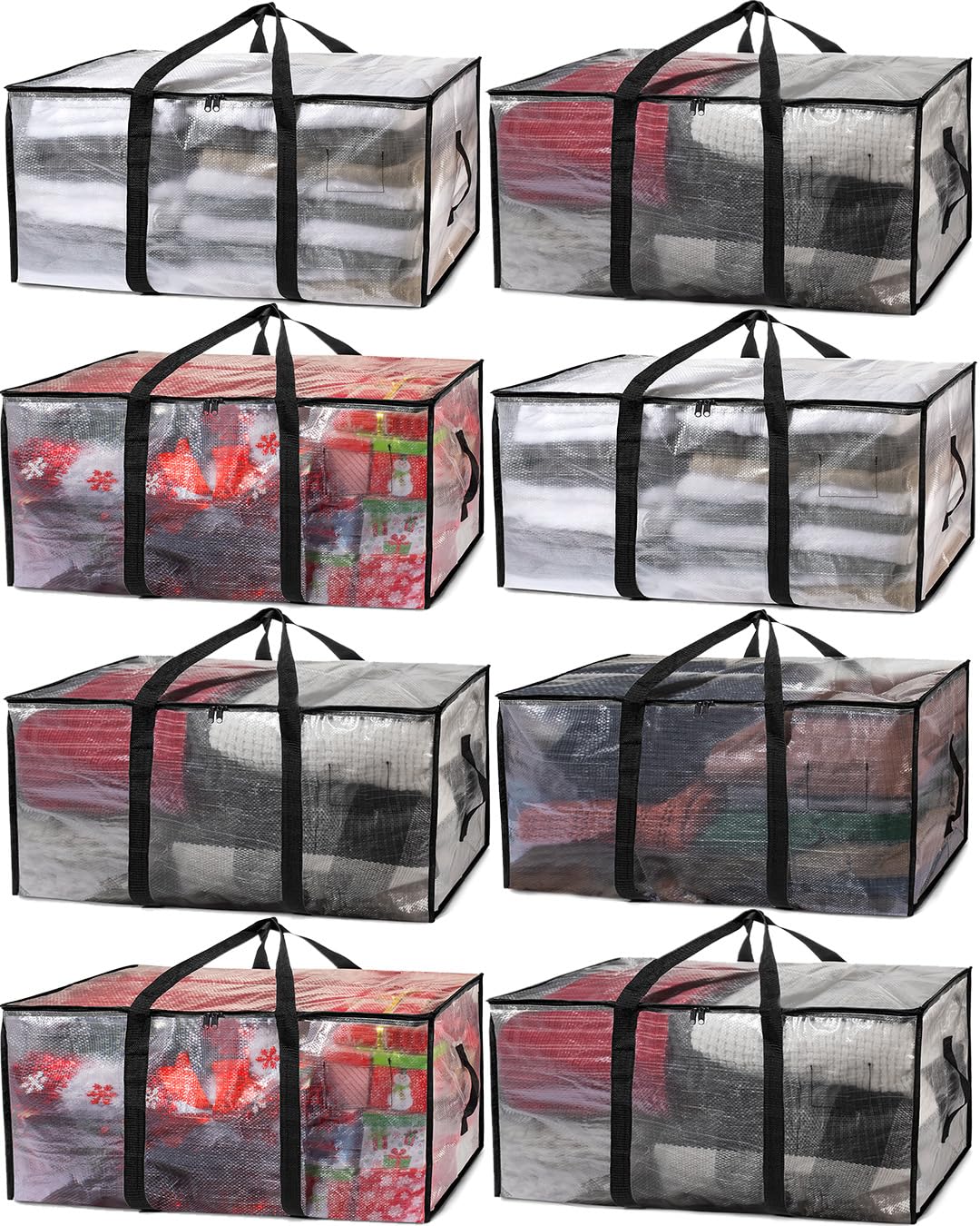 ClearSpace Oversized Moving Bags or Storage Bag – Large Moving Boxes with Backpack Straps, Zippers & Handles – Heavy-Duty Packing Bags Great for College Dorm, Christmas Decorations, 8 Pack