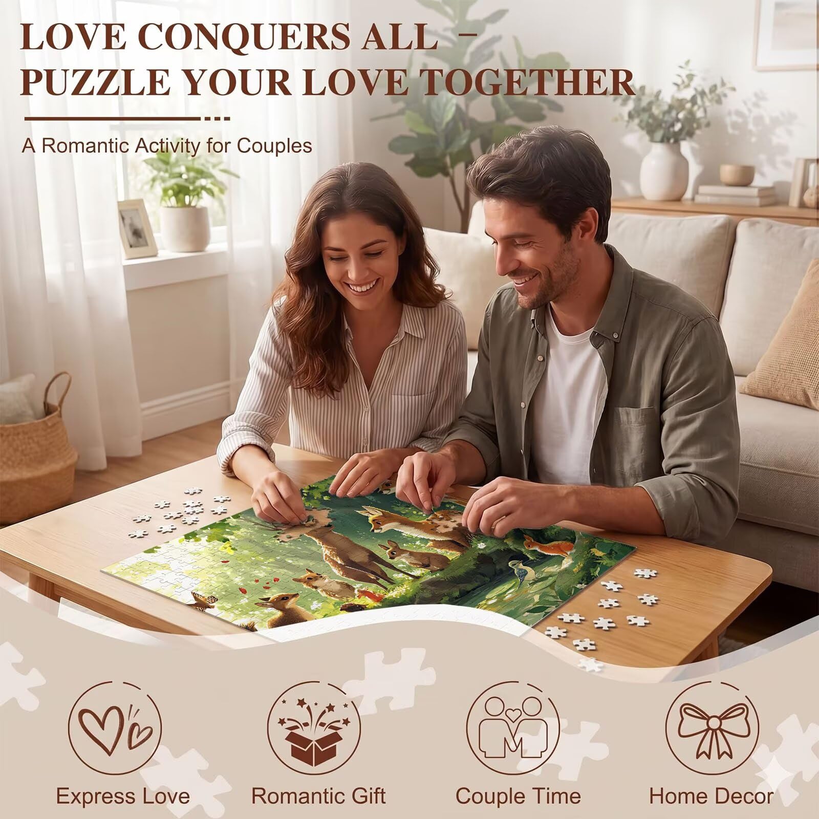 Puzzle 4000 Pezzi Classici, Puzzle foresta cervo 141 x 87 cm, Gioco Educativo e Antistress in Legno con Poster Incluso, Ttività DIY per Famiglia, Regalo per Appassionati, Decor Parete Casa, f0-856