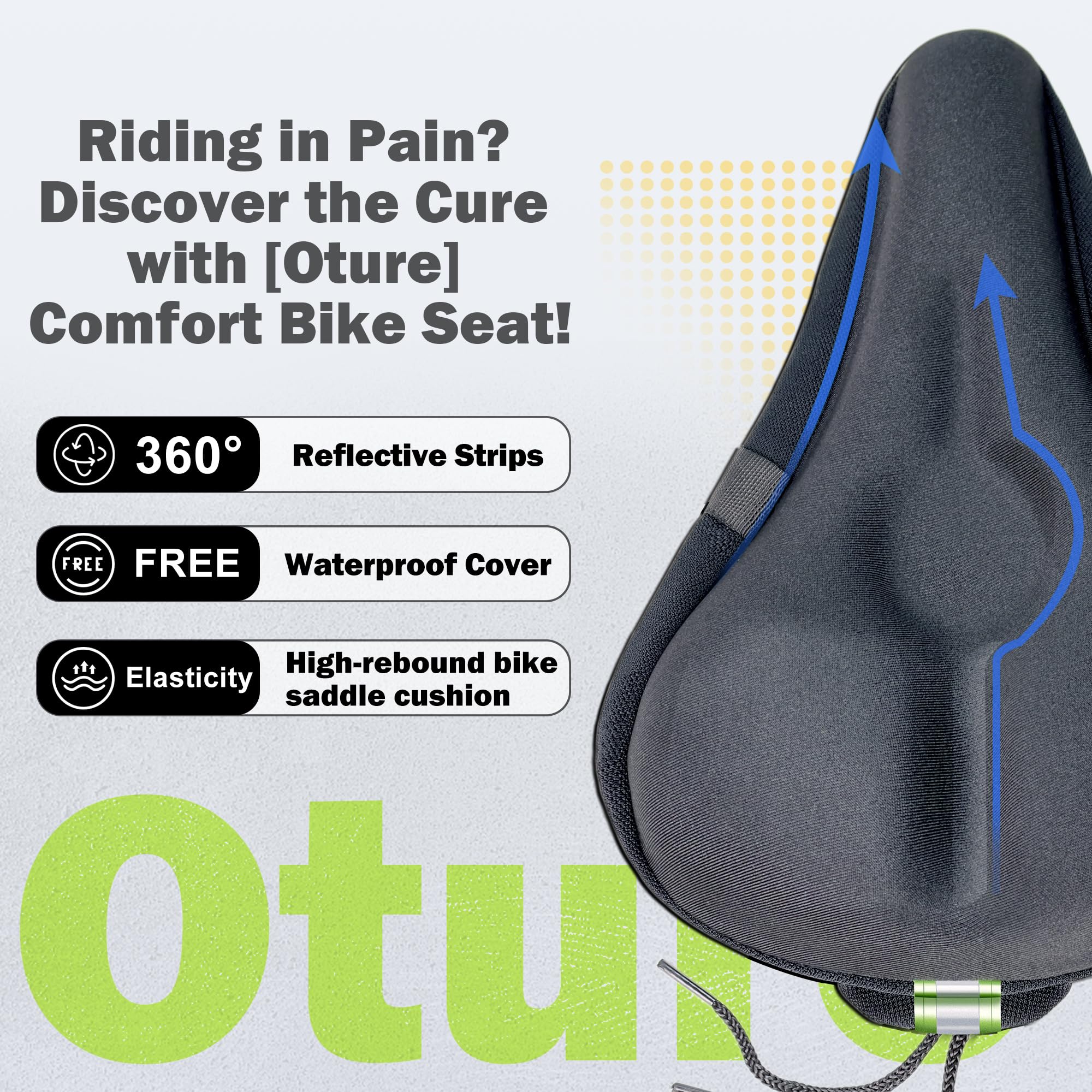 Oture Coprisella Bici Gel Morbido, Copri Sella Sellino Bici in Gel, Coprisella Cyclette con Cuscino Morbido per Bicicletta da Urbana Montagna MTB E-Bike Spinning, 29x19.5cm