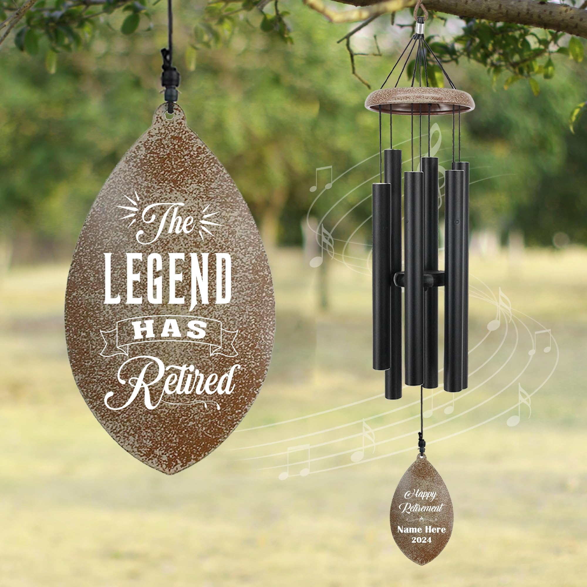 ASTARIN Personalized Happy Retirement Gift, Custom Name Retirement Wind Chimes for Women Men, 35" Large Deep Tone Wind Chime Retire Gifts for Teacher Husband Friends Parents