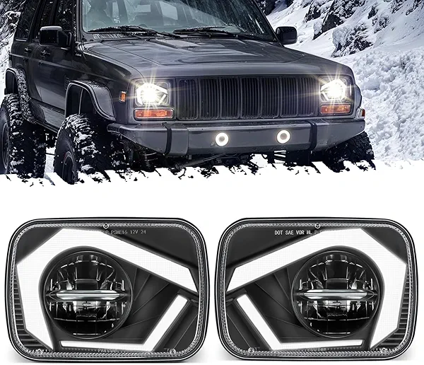 Partsam 2025 H6054 LED Headlights 7x6 5x7 Headlamp Hi/Low Sealed Beam Lights [DOT] [Start & End Animation] [Anti-glare] [DRL] [Sequential Turn Signal] Compatible with Cherokee XJ Wrangler YJ D21 etc