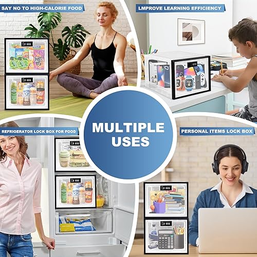 Miniatura 7 de Gemaxvoled Caja con cerradura de gran capacidad, caja de bloqueo transparente para medicamentos, material de primera calidad, caja organizadora para