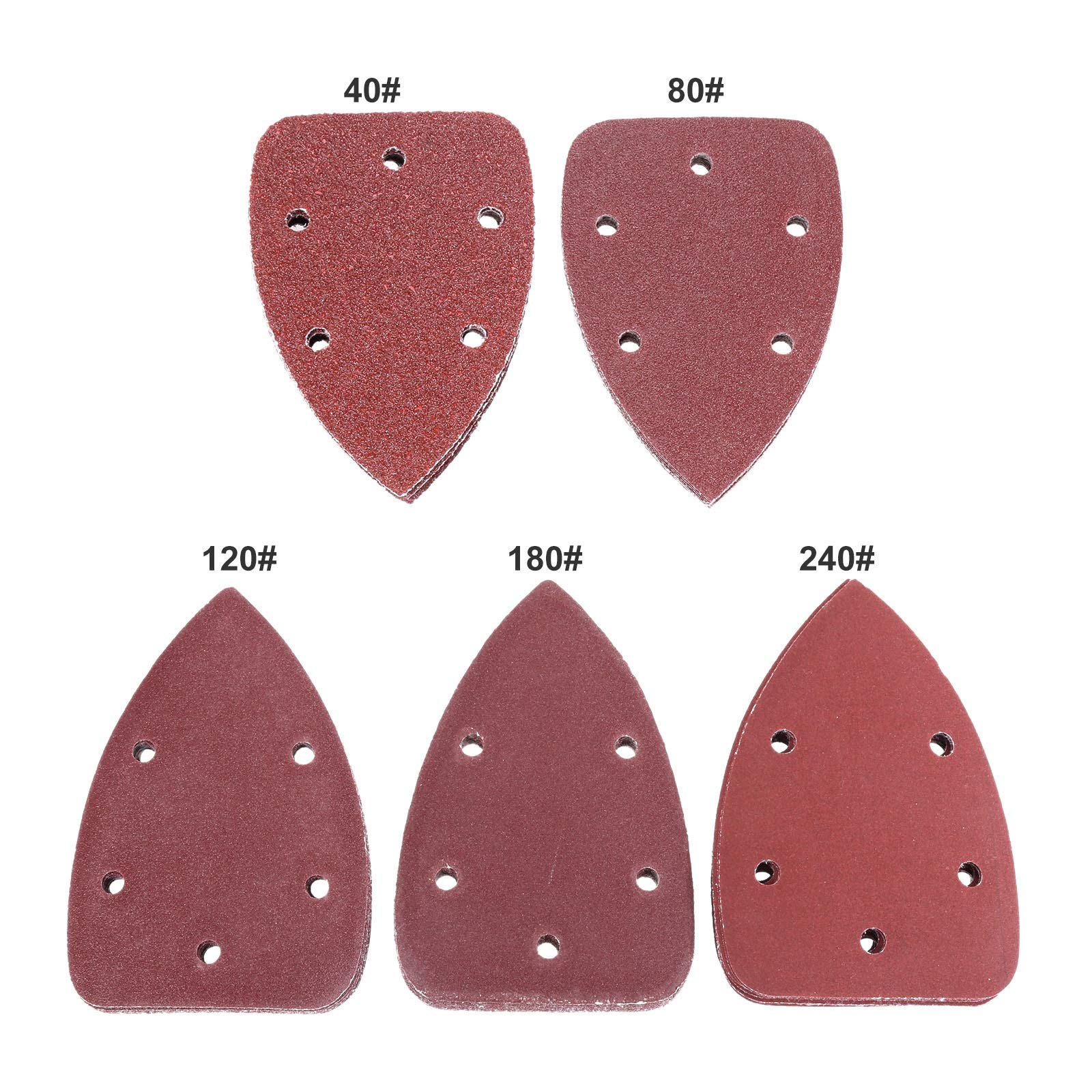 Papel de lija de pulido de metales de madera 50PCS hojas de lija 140x90mm Triángulo de lija gancho bucle abrasivo Disco de lijado for madera pulido molino 40-240 sémola