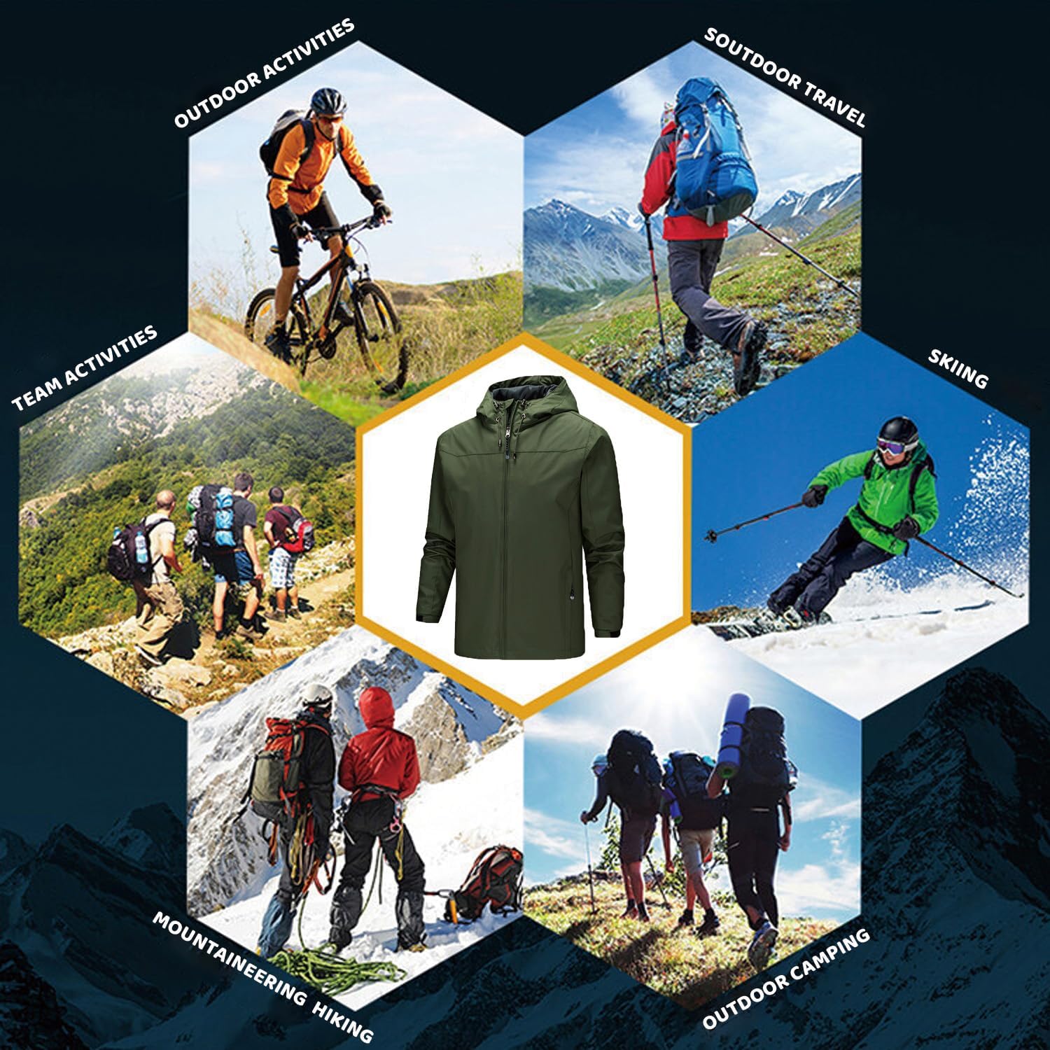 Custom Men's Jackets Personalized Men's Waterproof Raincoat Hiking Jacket Softshell Windbreaker
