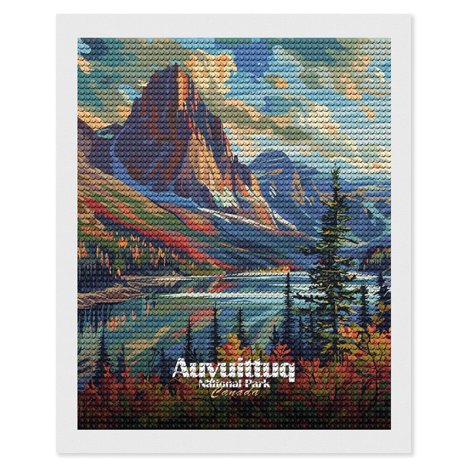 Junmoney Auyuittuq National Park Canada Landscape Diamond Art Canvas 16"x20", Full Kit Included, Bedroom Decor, for Beginners, Thoughtful Handmade Gift