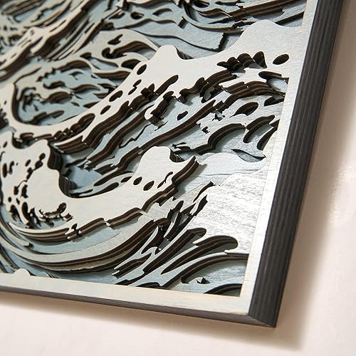 Vista 7 de NEODECO Decoración de pared de ondas de madera paramétrica, escultura de pared de madera 3D, arte de pared de madera de olas en el océano