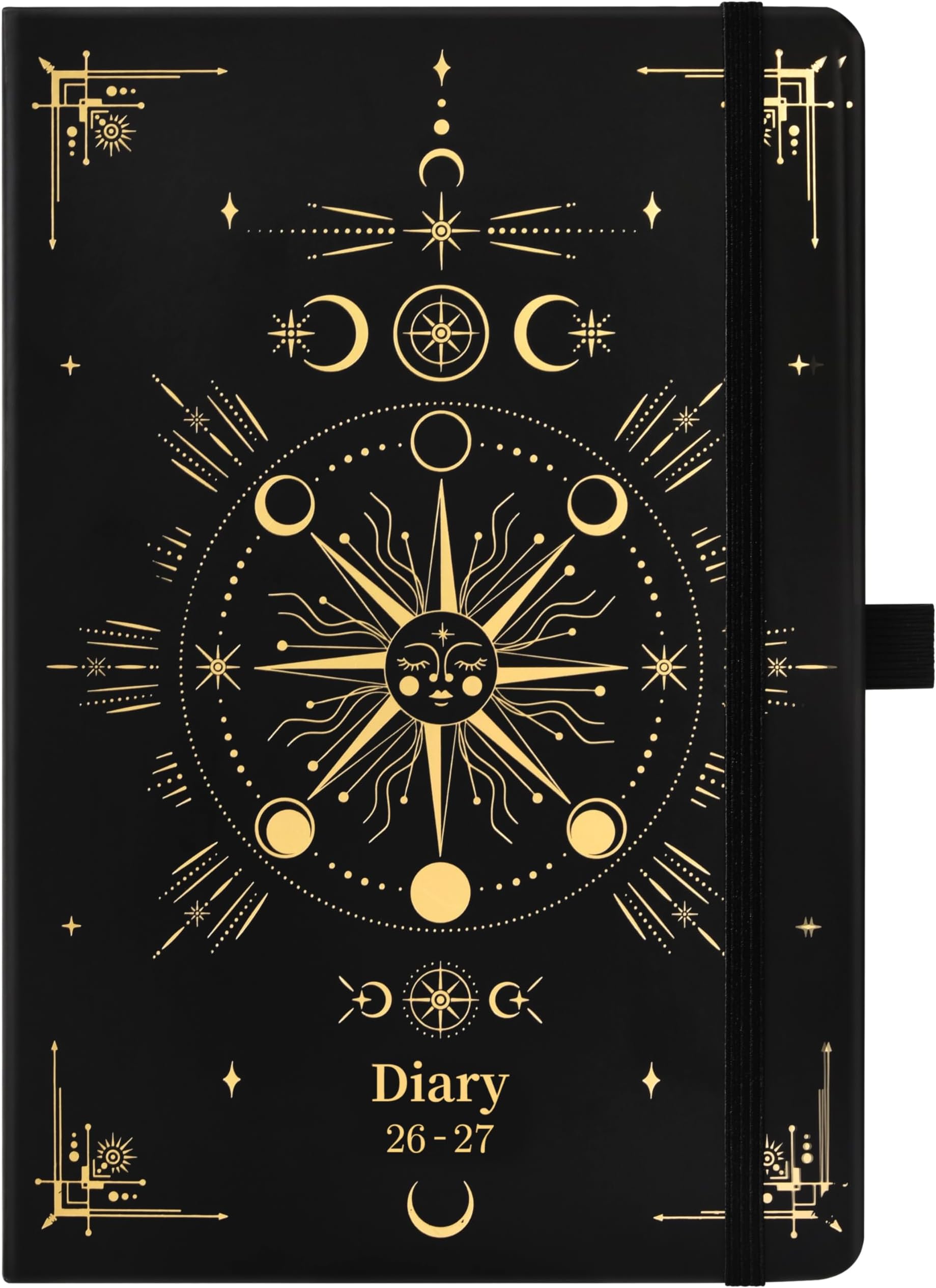 2025-2026 A5 Academic Diary August 2025 to July 2026 Week to View with Pen Loop, 8.4 x 5.8 x 0.6 inches, Moon Phase