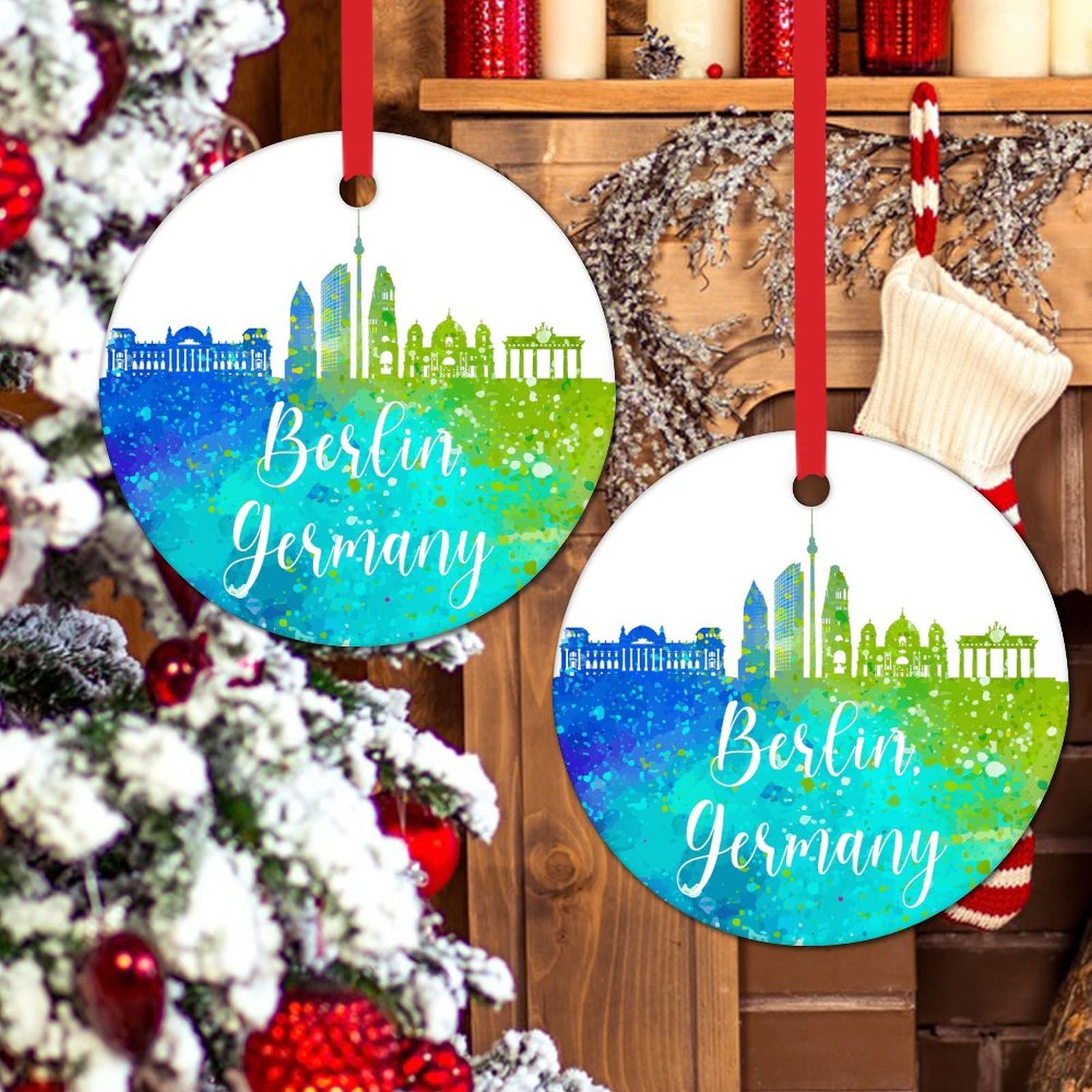 Amazon.de: Deutschland Berlin Skyline Weihnachtsbaum Ornament Deutschland  Berlin Aquarell Kunst Weihnachten Ornament 2022 Bunte Stadtlandschaft  Neuheit Kreis Keramik Weihnachtsschmuck Geschenk