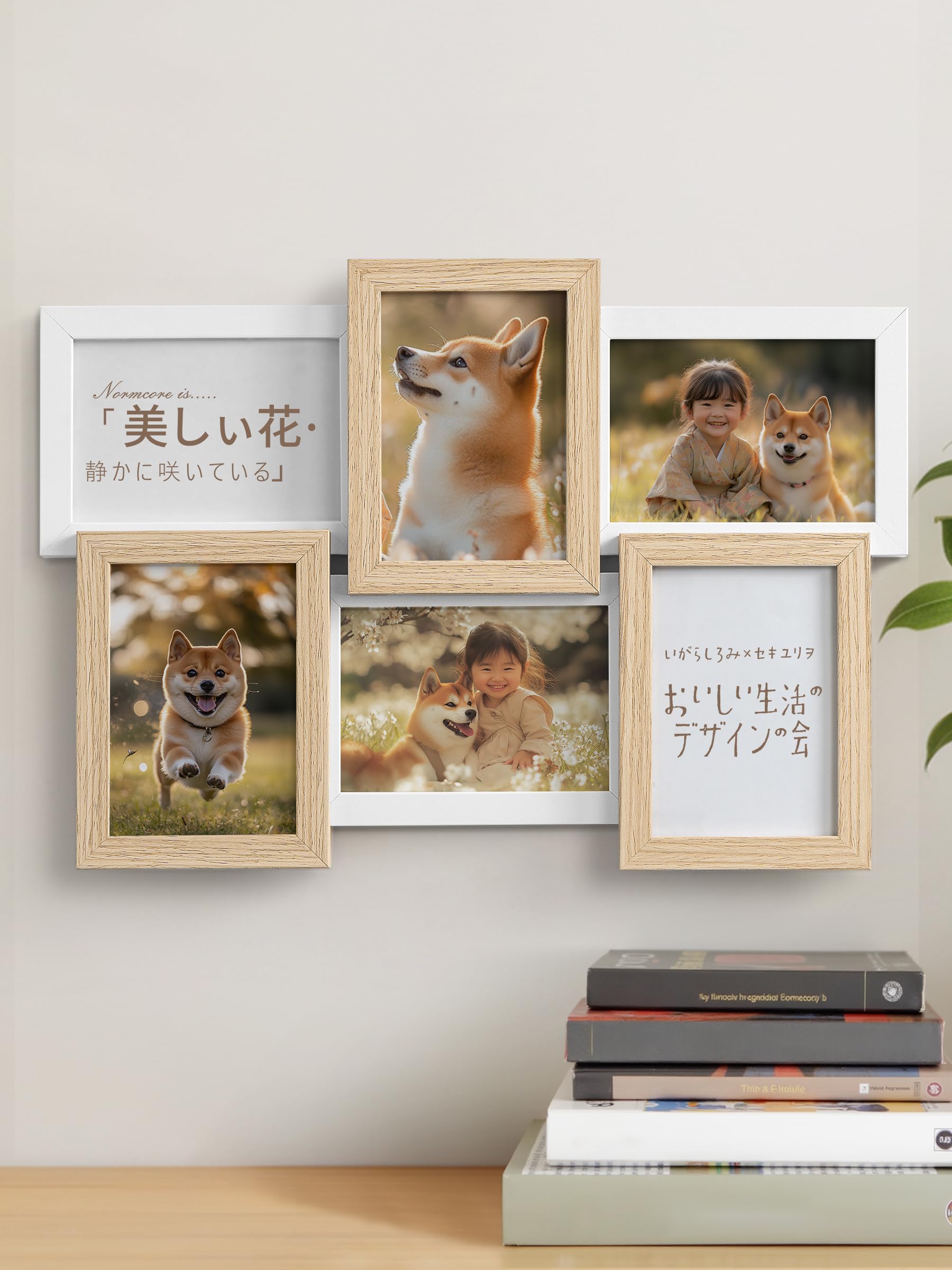 フォトフレーム L判 多面 卓上 壁掛け 木製 ガラス 人気 おしゃれ 写真立て 額縁 ハガキ ポストカード アートワーク 写真フレーム 複数枚 縦 横 誕生日 記念日 新築祝い プレゼント(木-白 6枚)