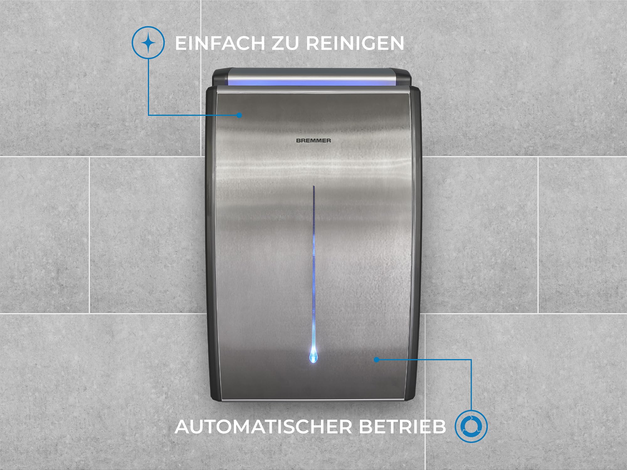 Bremmer Power Blade Händetrockner, gebürsteter Stahl