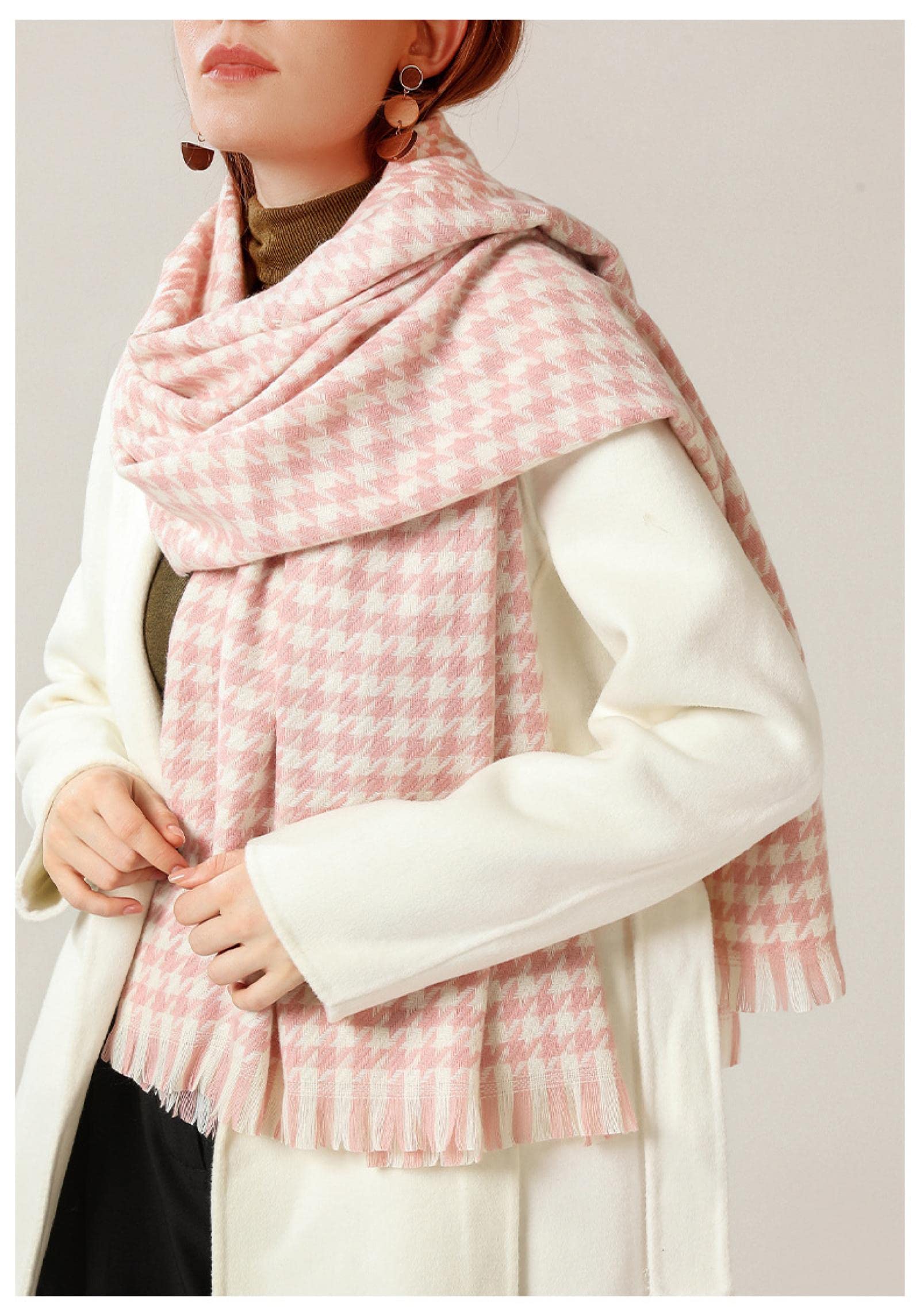 Sciarpa Donna Scialle Uomo Invernale Sciarpe da Donna Sciarpe A Quadri Bianche Nere Calde Vintage Vintage da Donna