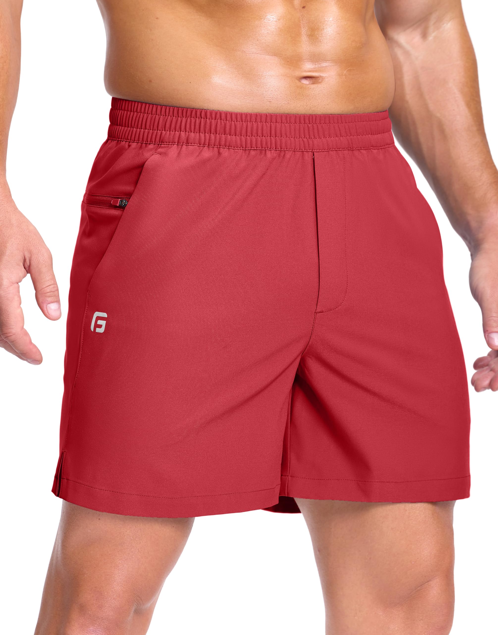 GGJ Men's Lightweight Athletic Shorts with 2 Zipper Pockets 7"/9"/5" Gym Workout Running Quick Dry Tennis Shorts for Men