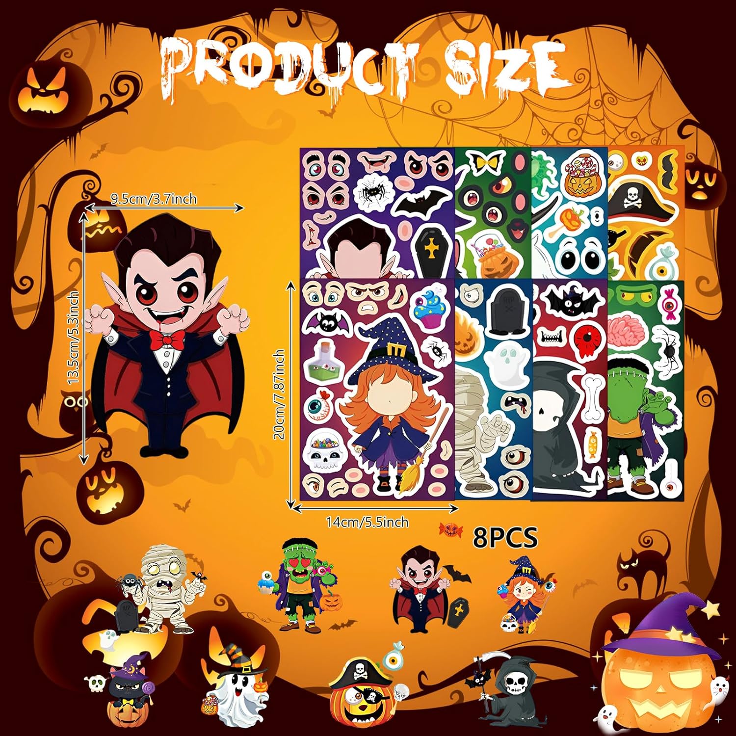 Halloween Waterproof PVC Decals for DIY Crafts, Spooky Cartoon & Gothic Designs, Perfect for Halloween Decorations and Party Supplies