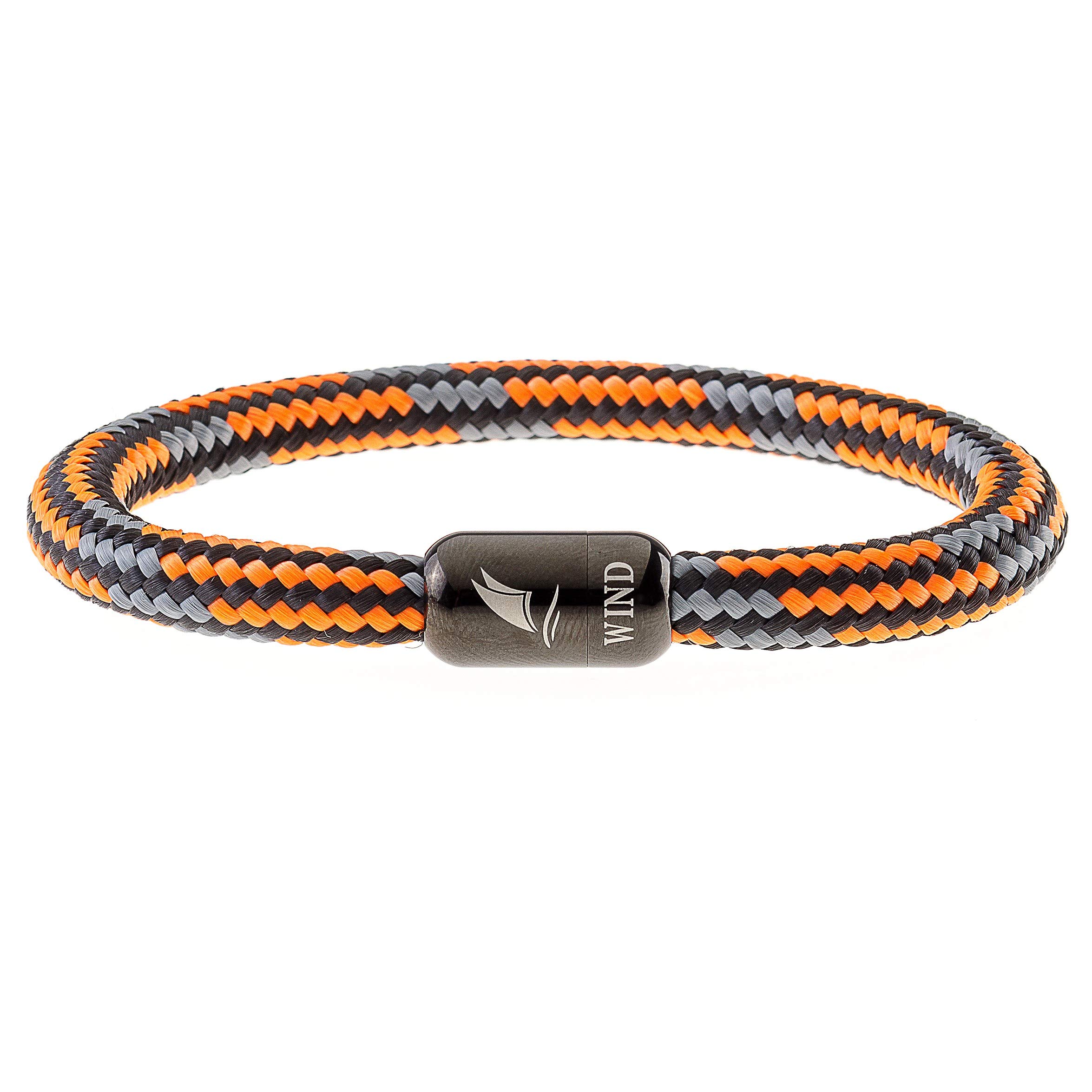 wind passion - paracord bracelet for men & women | nautical bracelet inspired by sailor sea apparel | handmade with braided rope and magnetic clasp | for men and women looking for a sports, athletic or surf style | waterproof resistant | orange bracelet