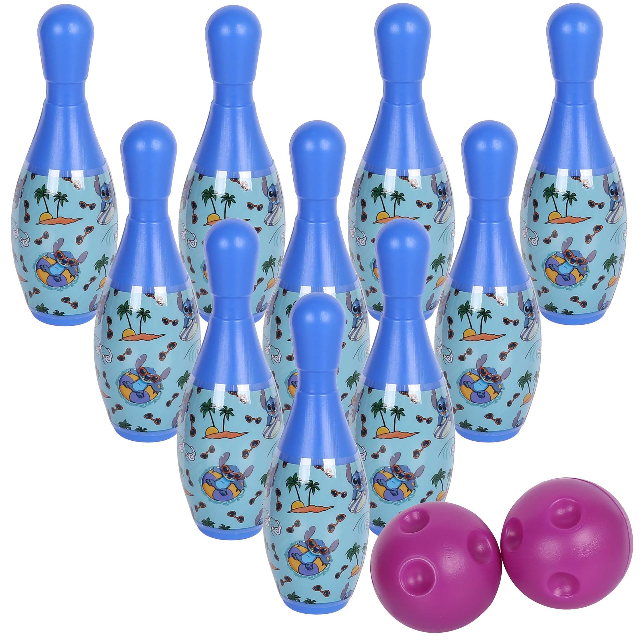 DISNEY Stitch MINI SET bowling, BOWLING for children, game of skill, 10 SKITTLES + 2 BALLS, 3+ (Stitch)