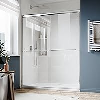 Vista 99 de SUNNY SHOWER B020, puertas de regadera deslizantes sin marco (56 - 60 x 72 pulgadas), cristal de 1/4 pulgada, acabado cromo