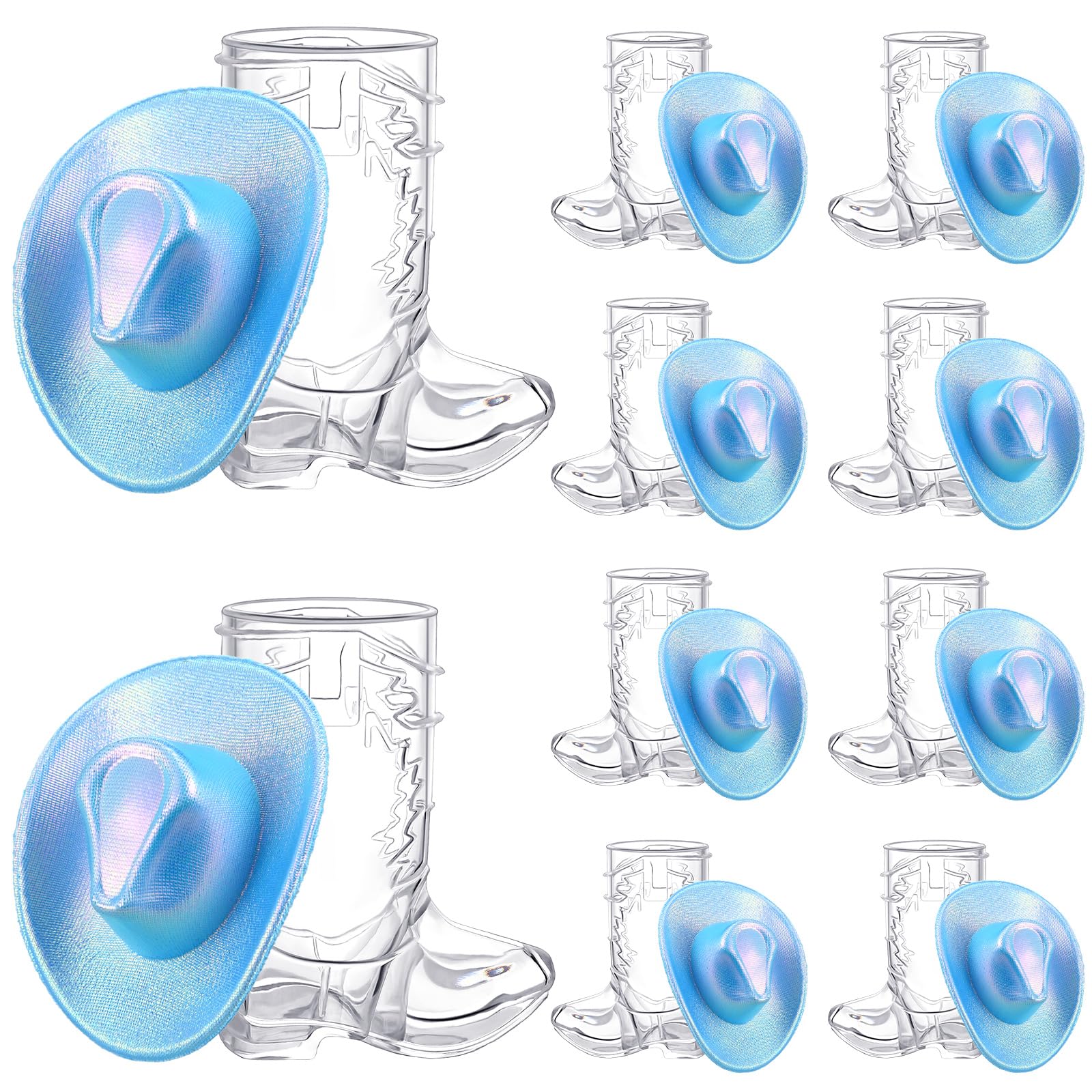 Vesici 20 Pcs Mini Cowboy Boot Shot Glasses Western Cowgirl Shot Boot Glasses Hats Space Cowgirl Themed Party Supplies Plastic Disco Bachelorette