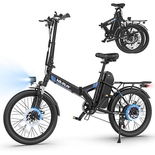 VARUN Electric Bike - Peak 500W Folding Ebike for Adults, 36V Removable Lithium Battery, 20" Foldable Electric Bicycle Up to 40 Miles 20MPH, Compact Commuter E-Bike for Women & Men