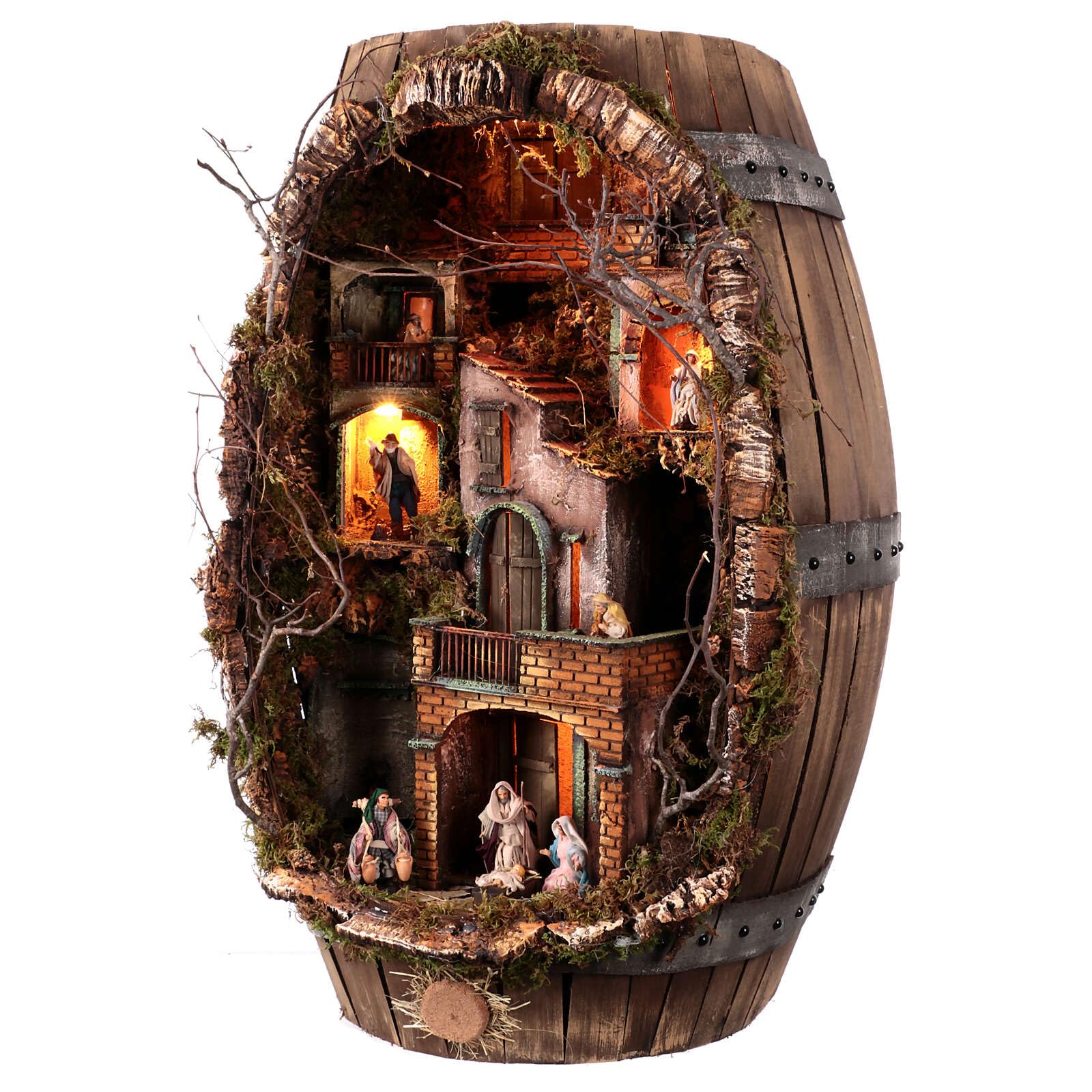 Holyart Belén napolitano: Barril con Fuente Pesebre napolitano 8 cm 80x50x30 cm, Vacío
