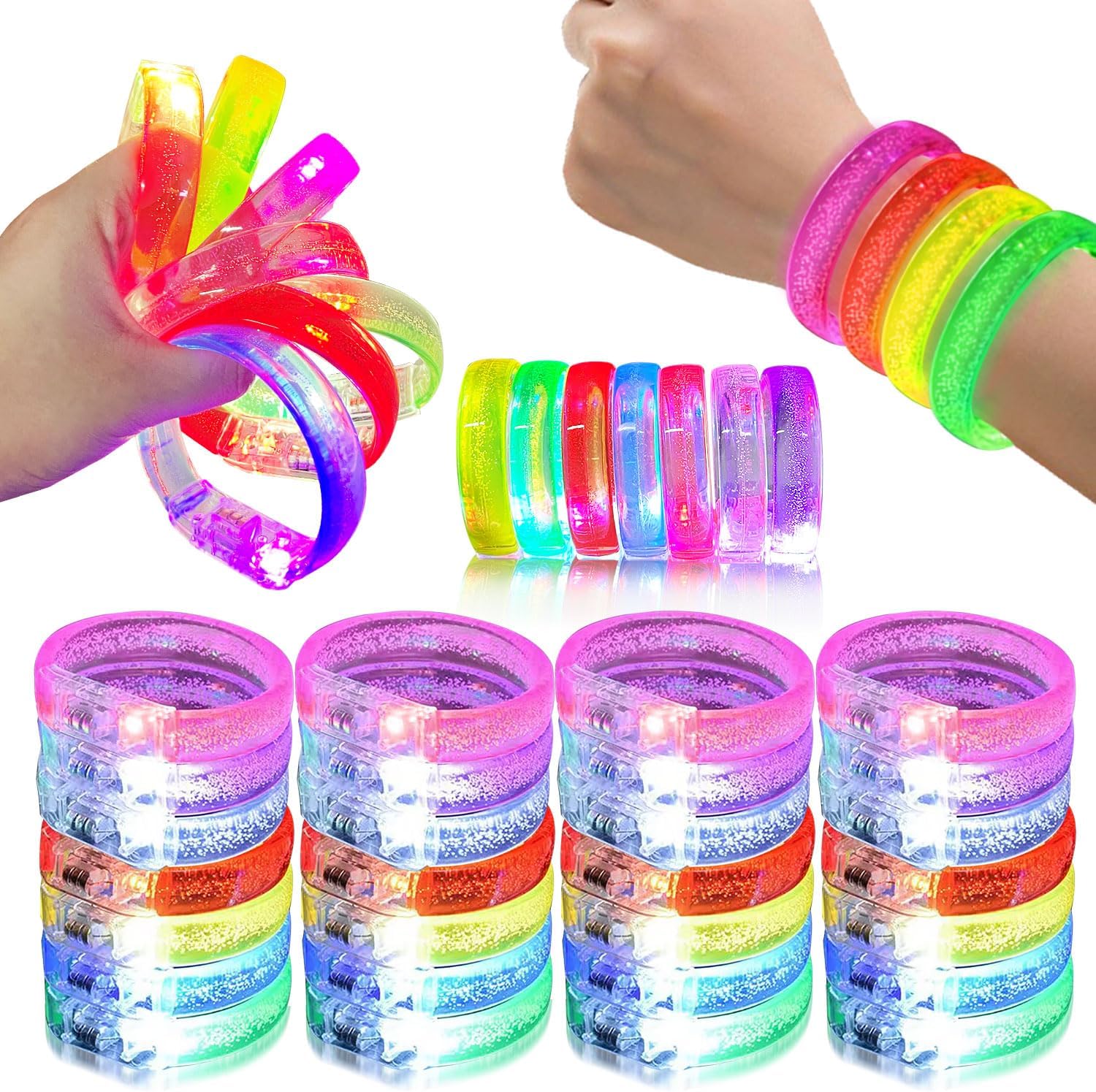 M.best 112pcs Glow Bracelets Glow in The Dark Party Supplies Bracelets Toys for Kids Birthday Halloween Christmas Party Favors