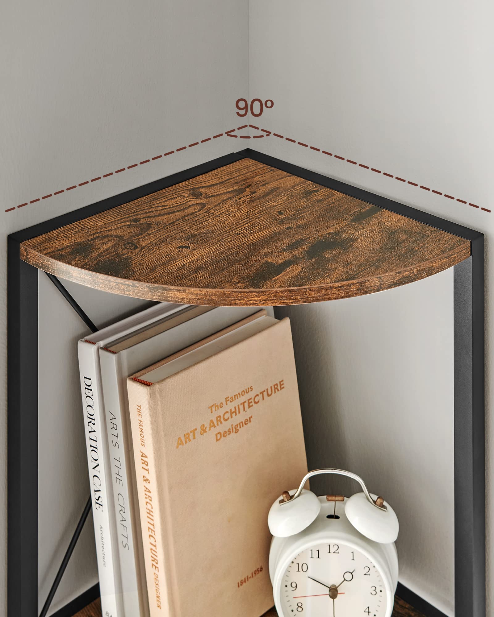 VASAGLE Mensola angolare a 5 Piani, scaffale portaoggetti Multifunzione, libreria, Supporto per Piante, per Soggiorno, Bagno, Cucina, Camera da Letto, Ufficio, Facile da Montare, Industriale, Rustico