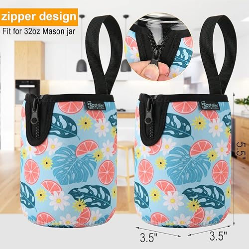 Miniatura 10 de Beautyflier Tarros Mason de 32 onzas, manga de boca ancha, boca regular, aisladores, enfriadores de vidrio para beber, frascos de brote, manga opaca