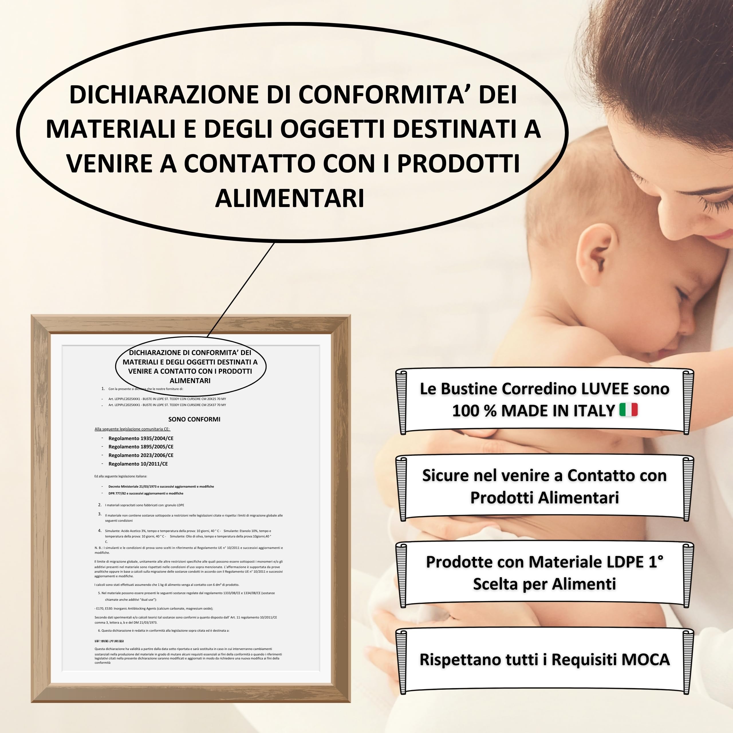 LUVEE Corredino Neonato Ospedale UNISEX 8 Bustine con Etichette Adesive Made in Italy Sacchetti Cambio Riutilizzabili