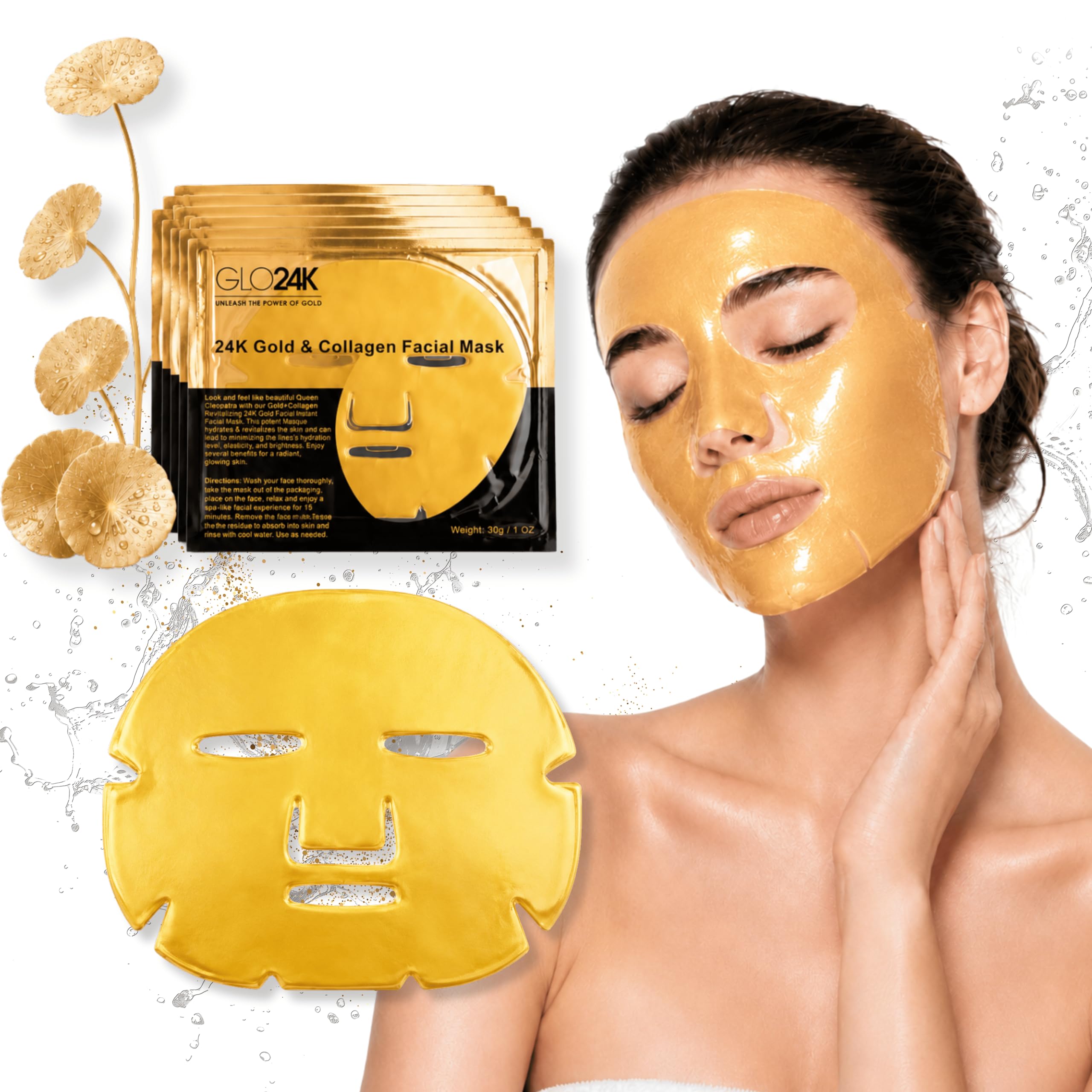 Amazon.com : GLO24K Collagen Face Mask – 24K Gold Face Mask