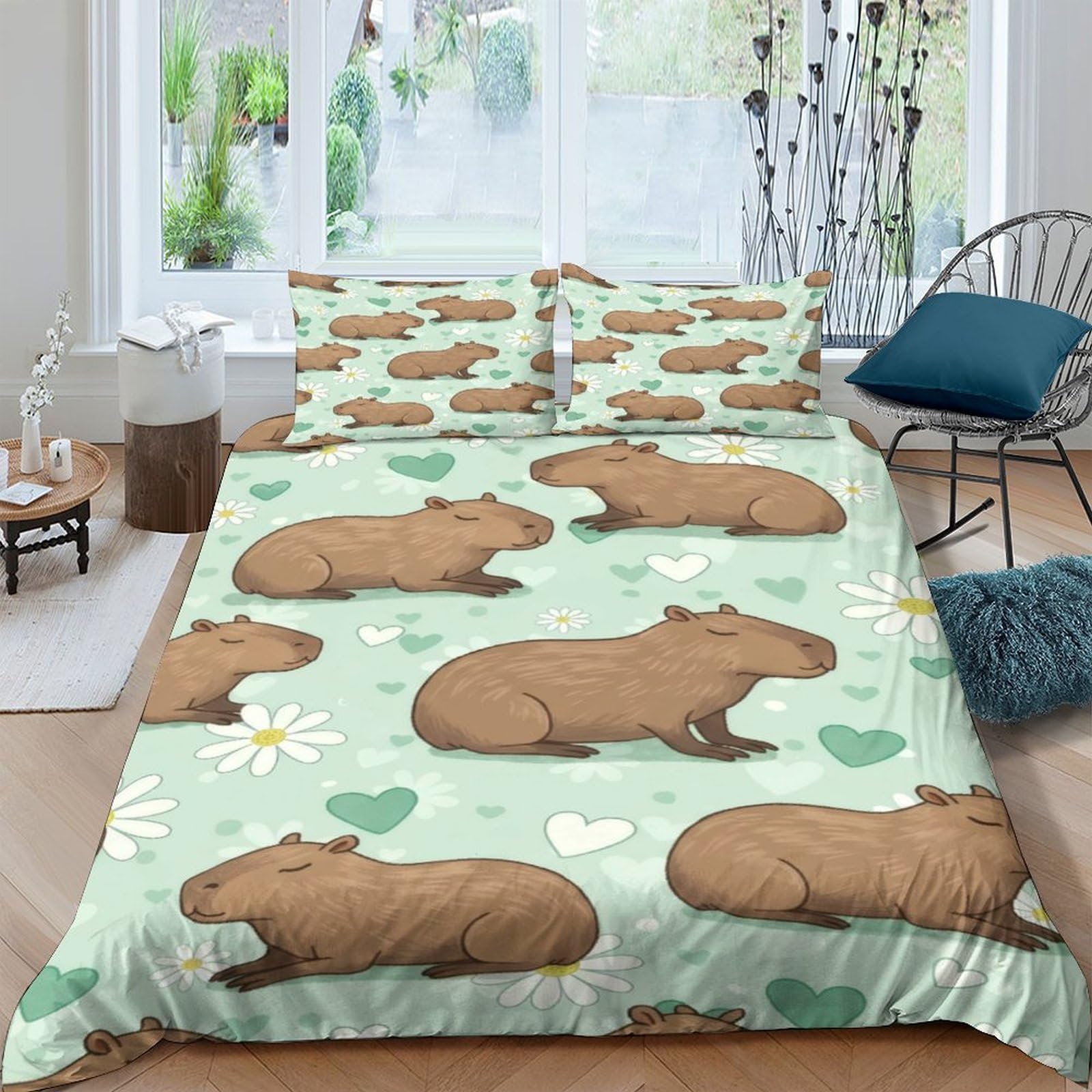 Ctjqhvkz Style-7 3D Printed Capybara Pattern Fitted Sheet Microfiber Soft Bed Cover For Bedroom Guest Room Dorm Mattress Protection Decor Single（135X200cm）