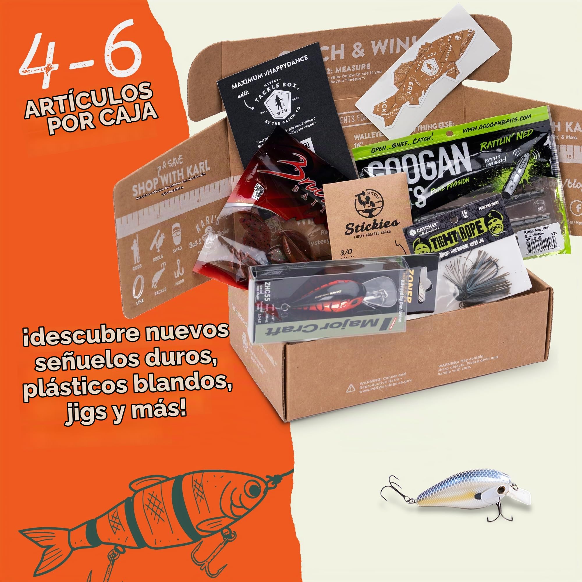 Catch Co MTB | Kit de pesca de señuelos de bajo de boca grande y boca pequeña