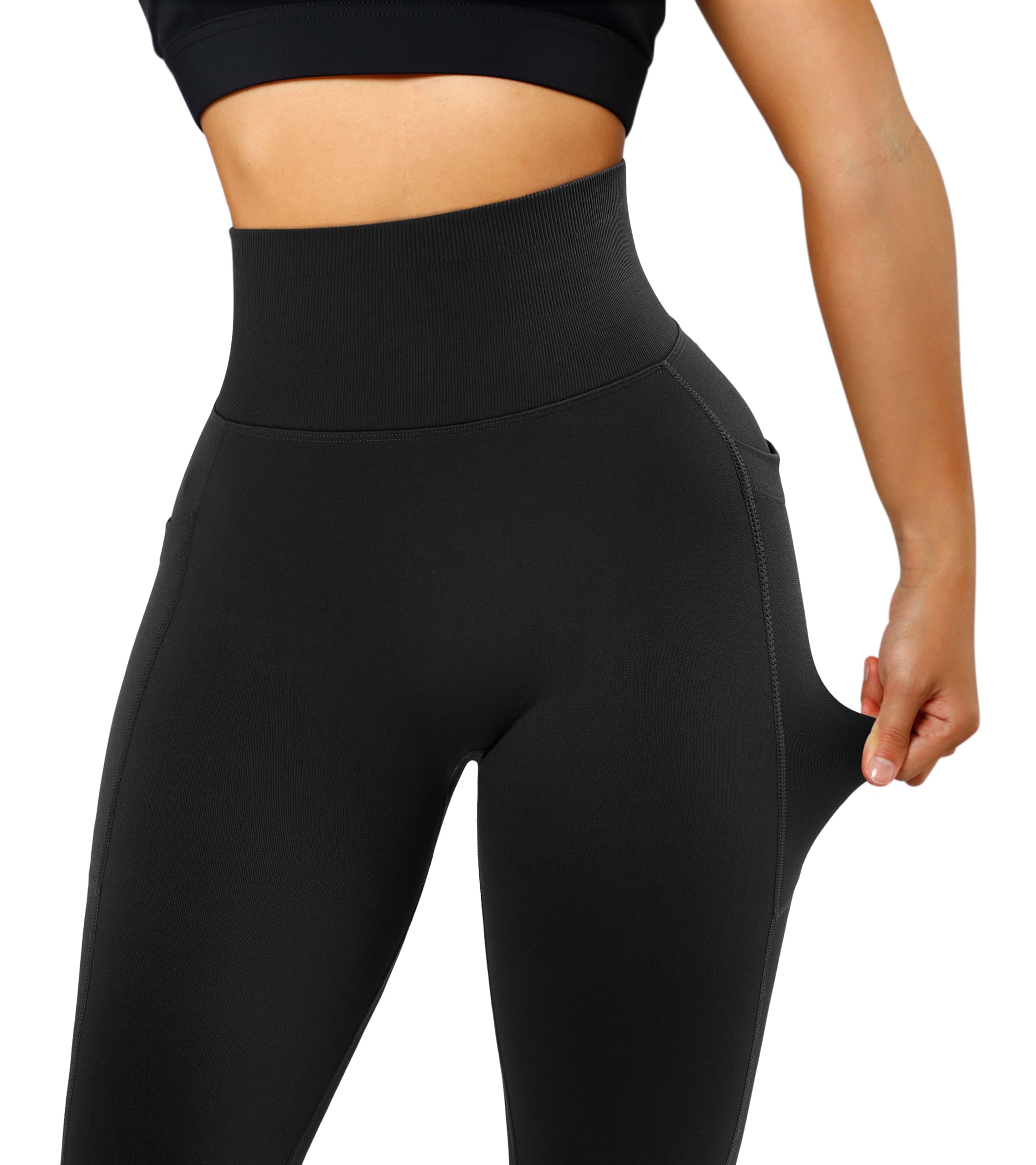 DOULAFASS Leggings ocultos con bolsillos, push up, para mujer, largos, opacos, de cintura alta, para yoga