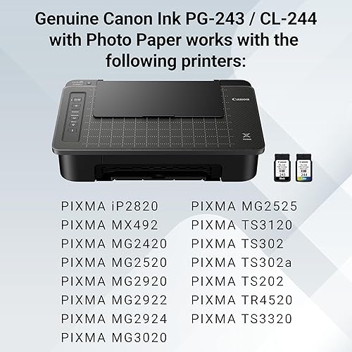 Miniatura 39 de Canon Paquete múltiple de tinta PG-243/CL-244, compatible con TR4520, MX492, MG2520, MG2922, TS302 y TS202 y CL-246 XL cartucho de tinta de color