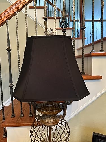 Miniatura 5 de Pantalla rectangular de repuesto de seda negra de 12 pulgadas con forro dorado