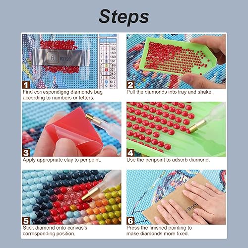 Miniatura 6 de Stalente Kits de pintura de diamantes para adultos, kit de arte redondo de diamantes de taladro completo, pintura 5D con diamantes, manualidades