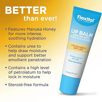 Flexitol Lip Balm with 2% MGO 400+ Manuka Honey, Ultra-Hydrating | 3 Pack