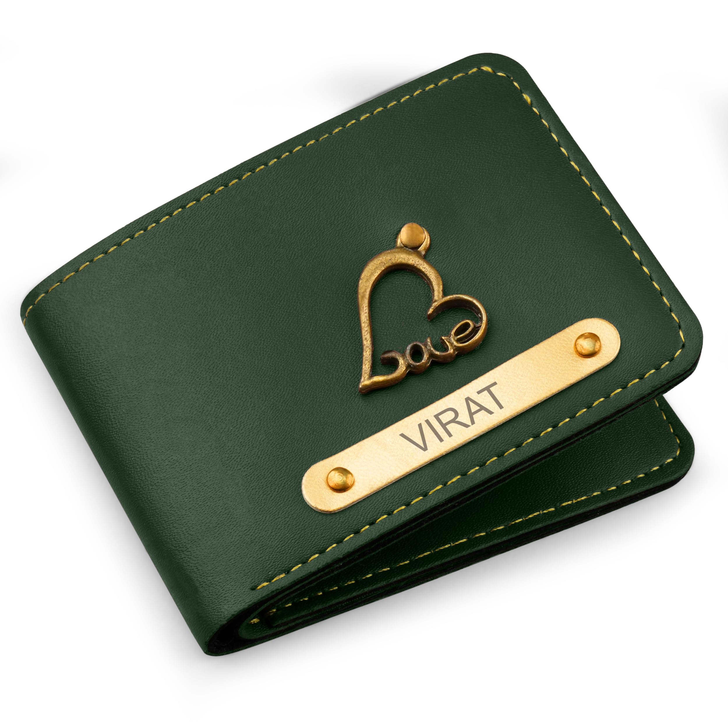 Sponsored Ad - Personalised Leather Wallet for Men | Customised with Name and Charms | Best Gift for Husband, Boyfriend, Brother | for Anniversary, Birthday, Etc. (Green)