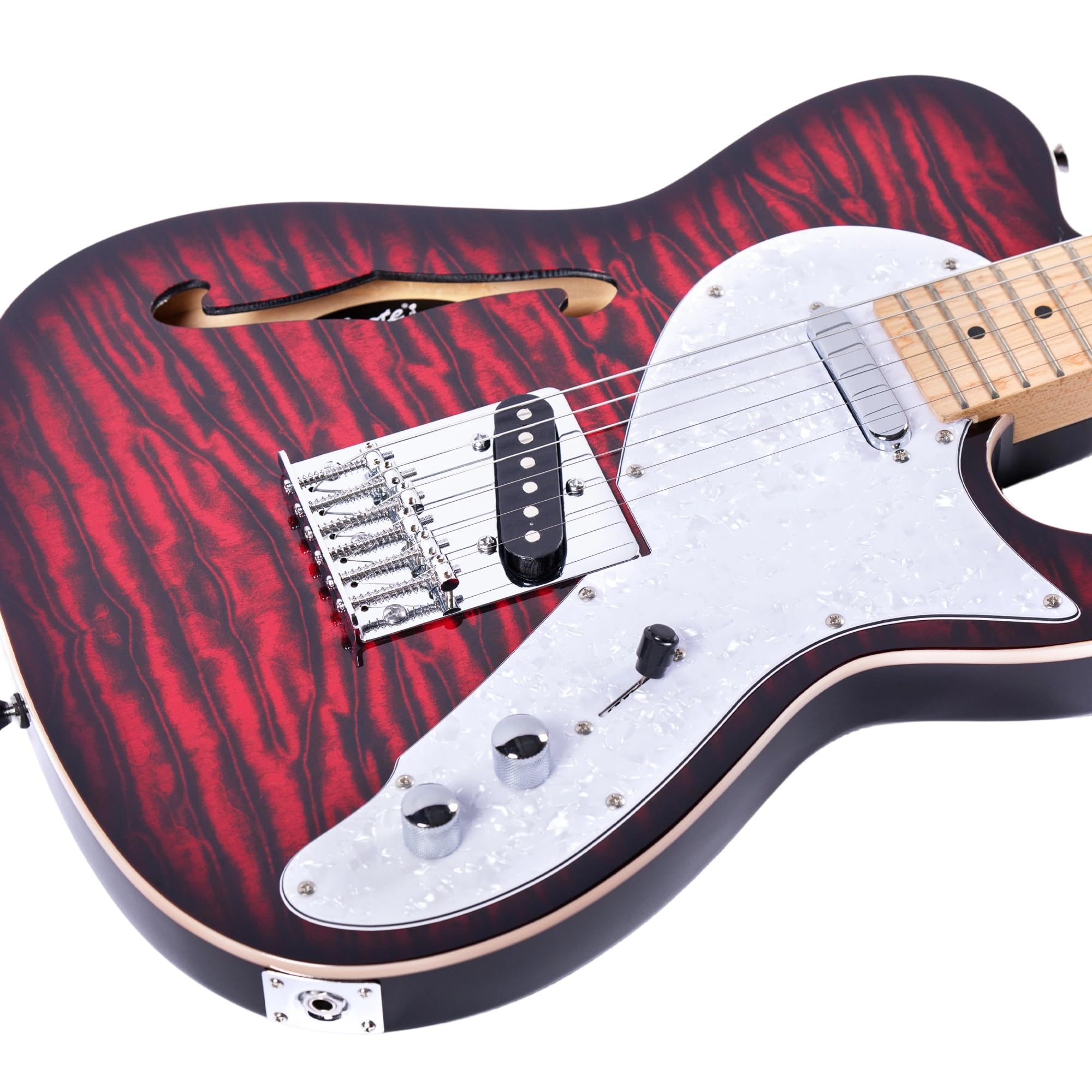 Chitarra elettrica TL F Hole Jazz con meccaniche cromate, Pickup humbucker in Tiglio, Blu,Blue